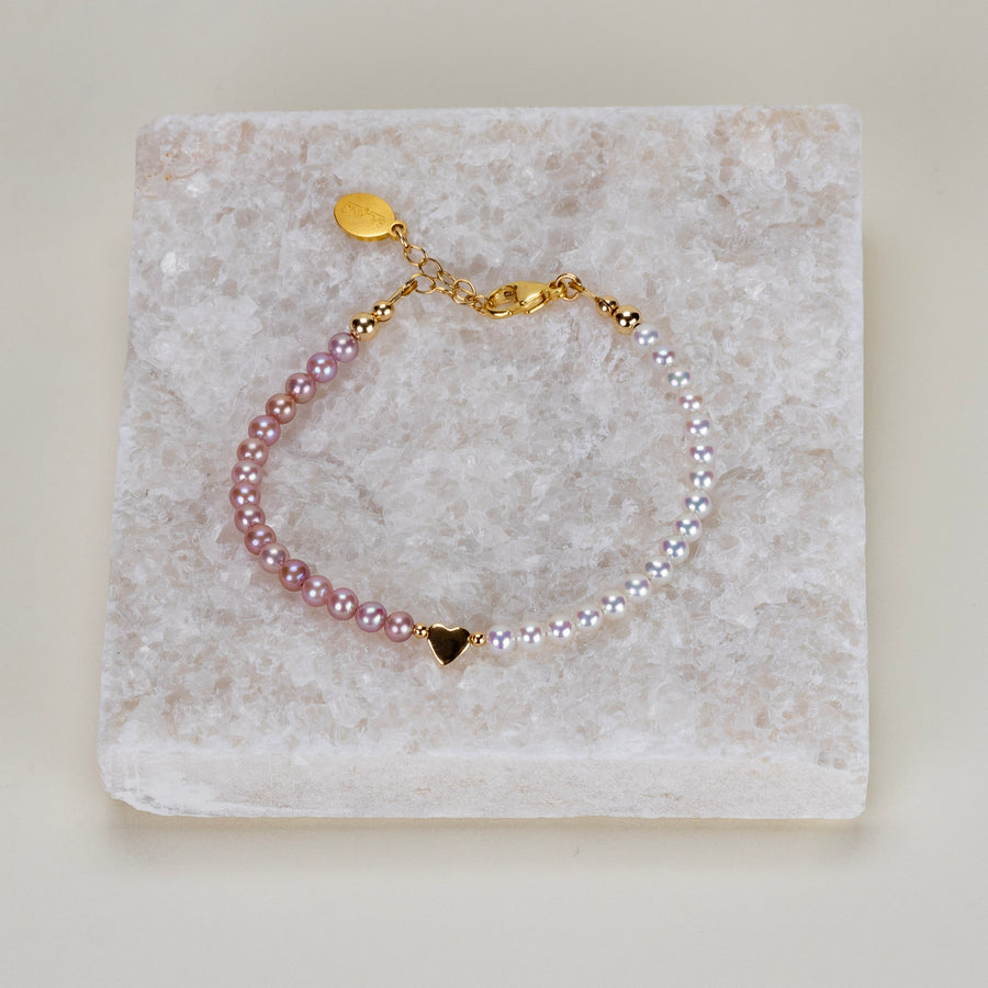 Bracelet Romy perles de culture roses & blanches