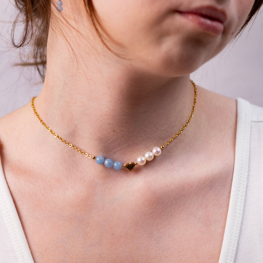 Collier Lizzie aigue marine
