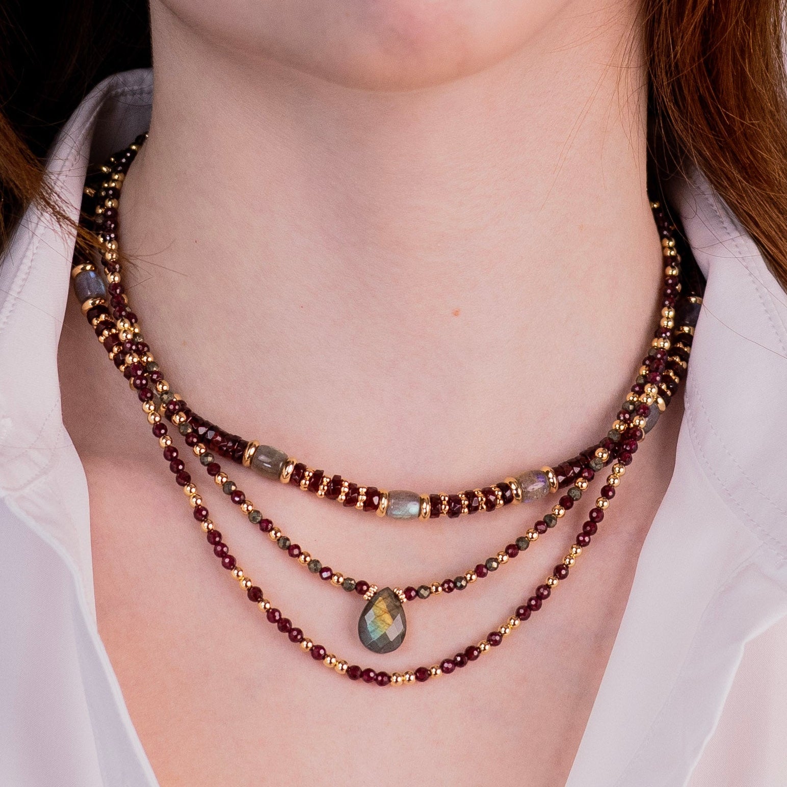 Collier Anna grenat