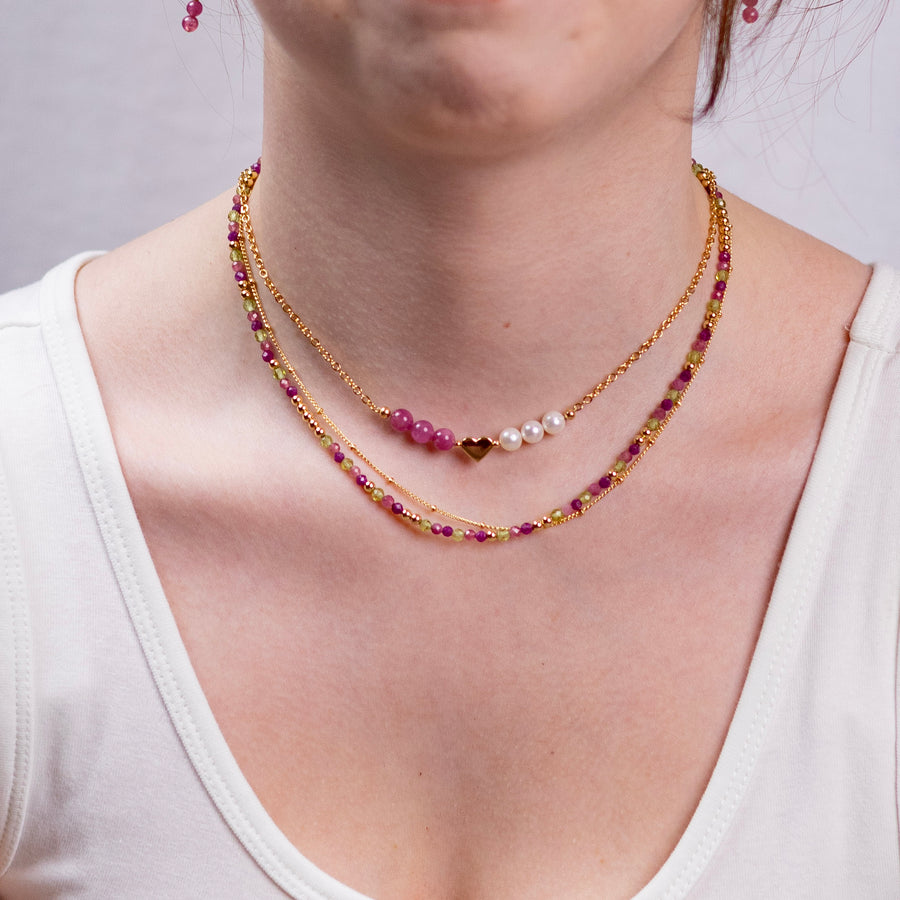 Collier Lizzie tourmaline rose